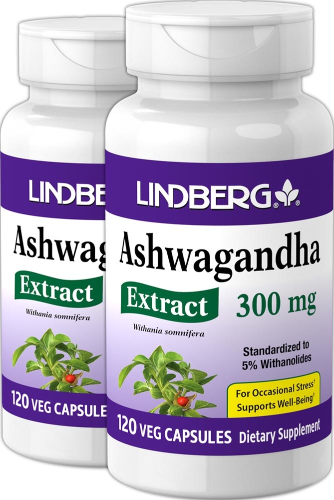 Ashwagandha Standardized Extract, 300 mg, 120 Capsules x 2 Bottles
