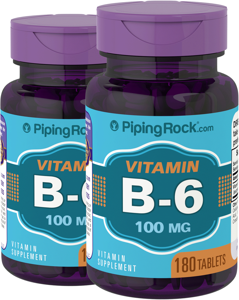 Vitamin B6 100mg (Pyridoxine) 2 Bottles x 180 Tablets Nutrition