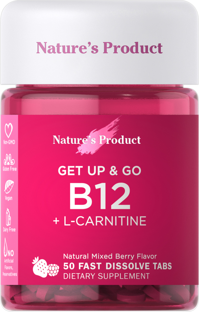 B12 + LCarnitine (Natural Mixed Berry), 50 Fast Dissolve Tablets