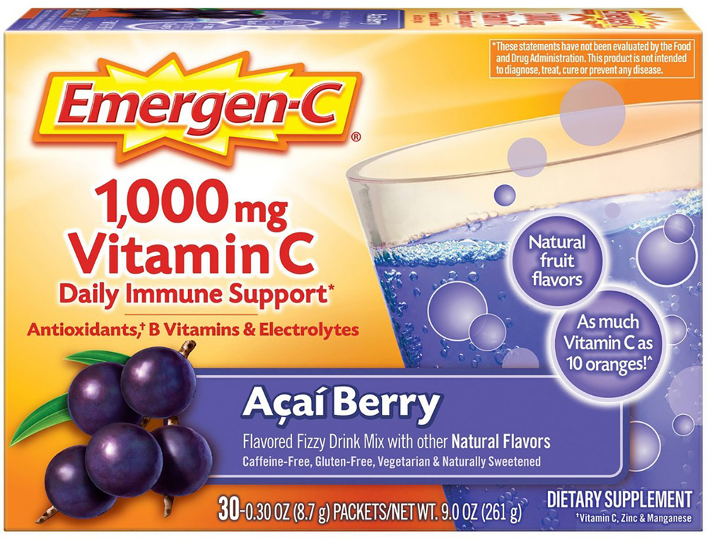 Emergen-C Vitamin C Powder Drink Mix (Acai Berry), 1000 mg, 30 Packets ...