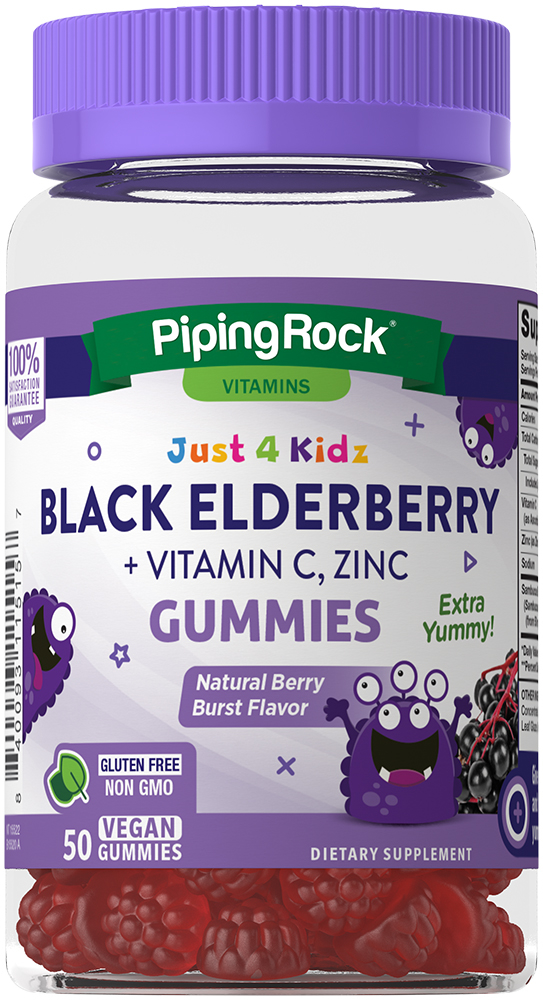Black Elderberry + Vitamin C, Zinc Gummies (Natural Berry Burst Flavor