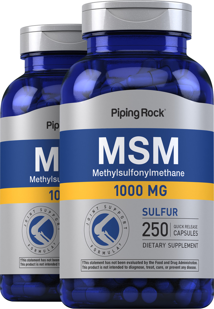 MSM 1000 + Sulfur 1000 mg VALUE SIZE 2 Bottles x 250 Capsules