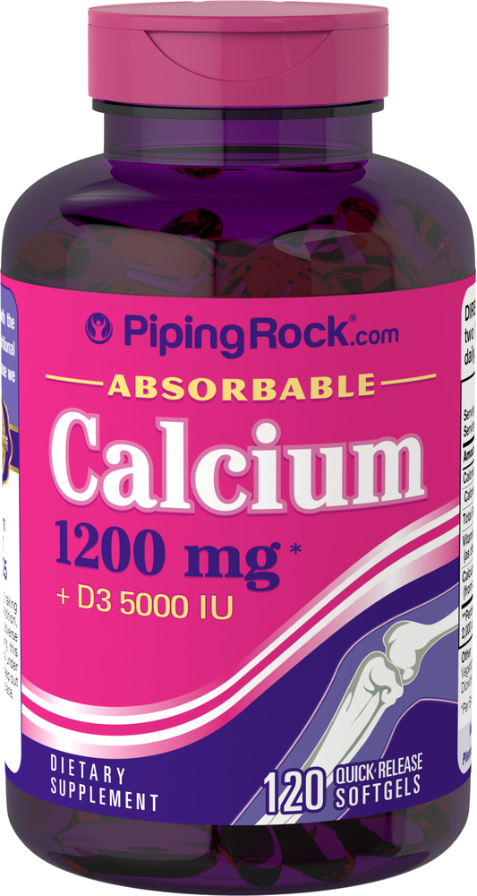 Absorbable Calcium 1200 mg Plus D3 5000 IU, 120 Softgels Nutrition Express by PipingRock