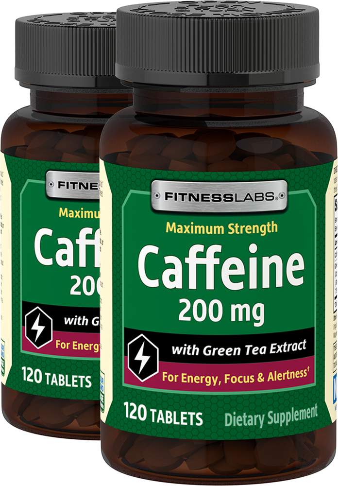 Caffeine with Green Tea Extract, 200 mg, 120 Tablets x 2 bottles