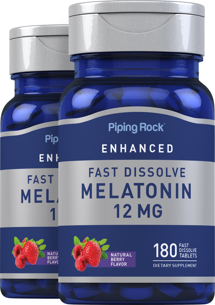 Melatonin 12 mg Fast Dissolve, 180 Tablets x 2 Bottles | Nutrition