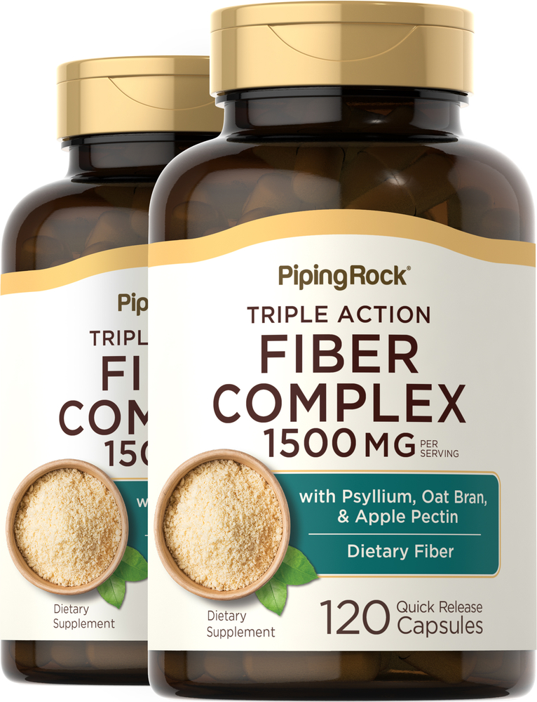 Triple Action Fiber 2 Bottles 120 Capsules Supplements Pills